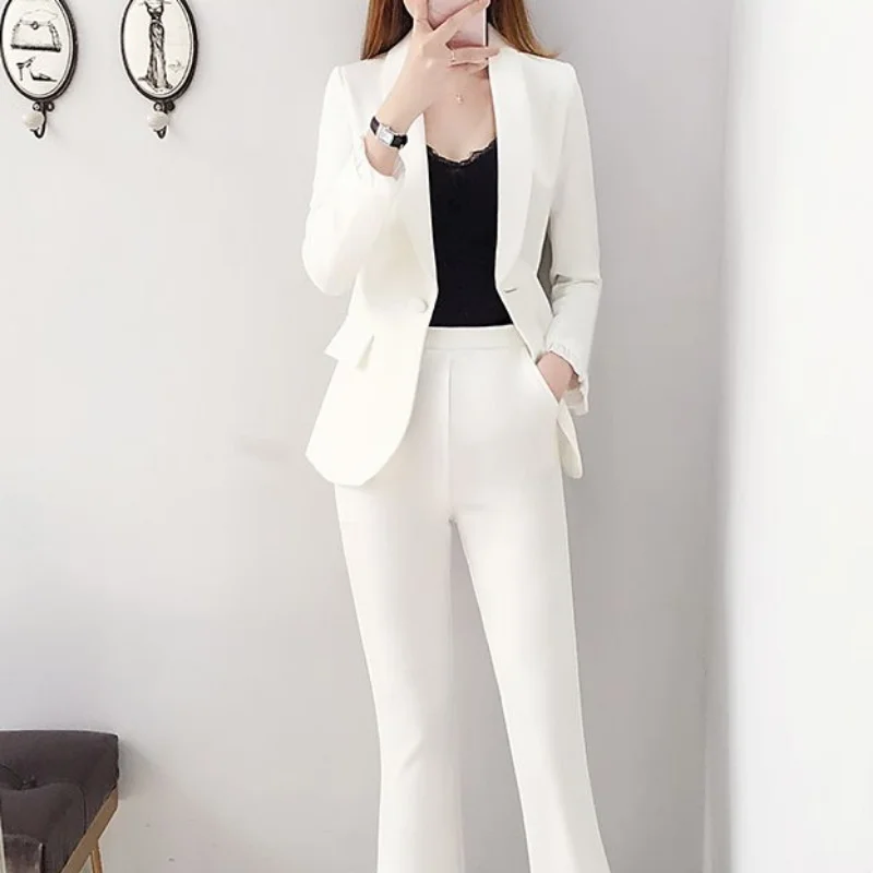 Women Formal Wear White Shirt - Blazer and White Trouser Suit Professional