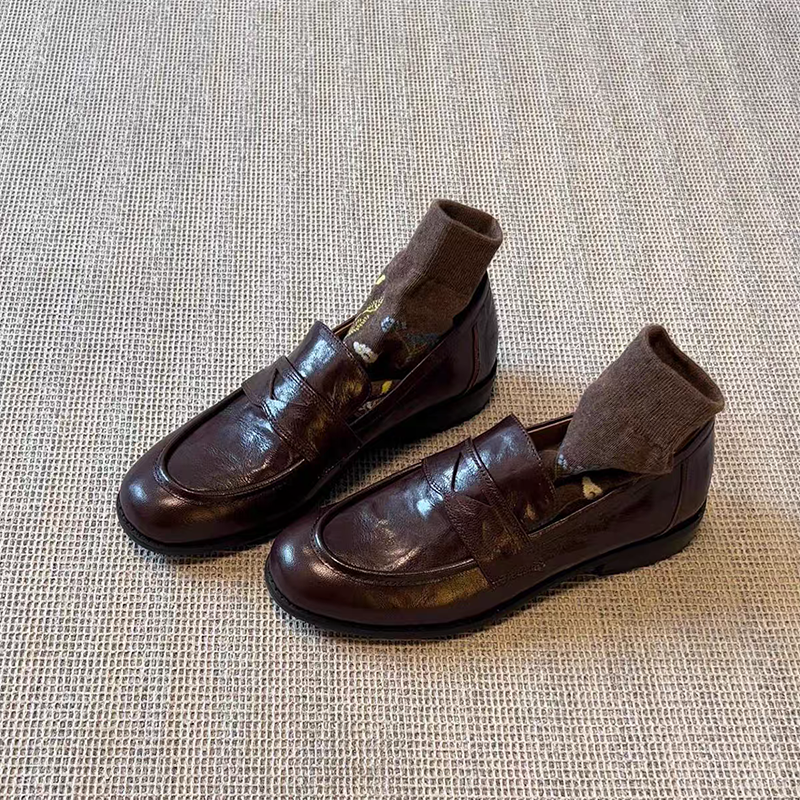 Women Formal Wear Footwear - Womens Genuine Leather Loafers Slip Casual