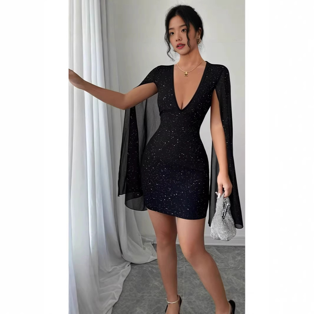 Women Formal Wear Outfits - V Neck Bodycon Midi Dress Elegant