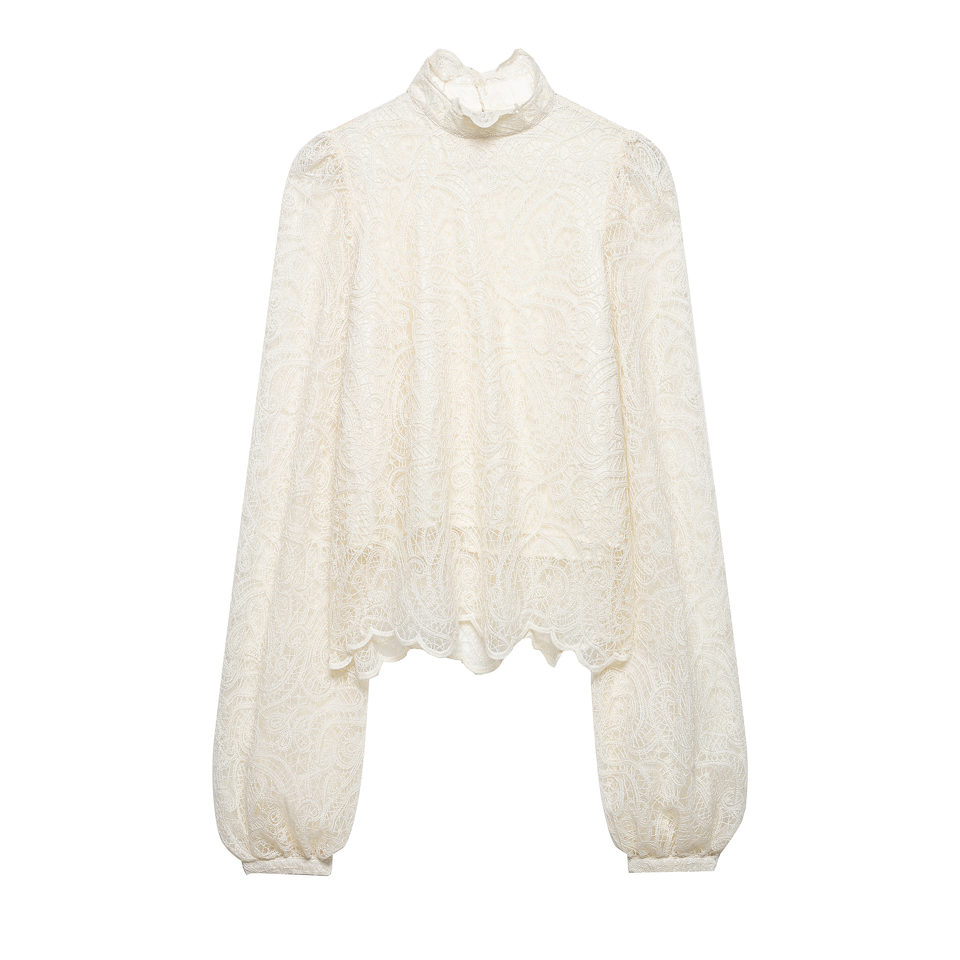 Women Formal Wear White Shirt - Women's Fashion Style Lace Beige Lace
