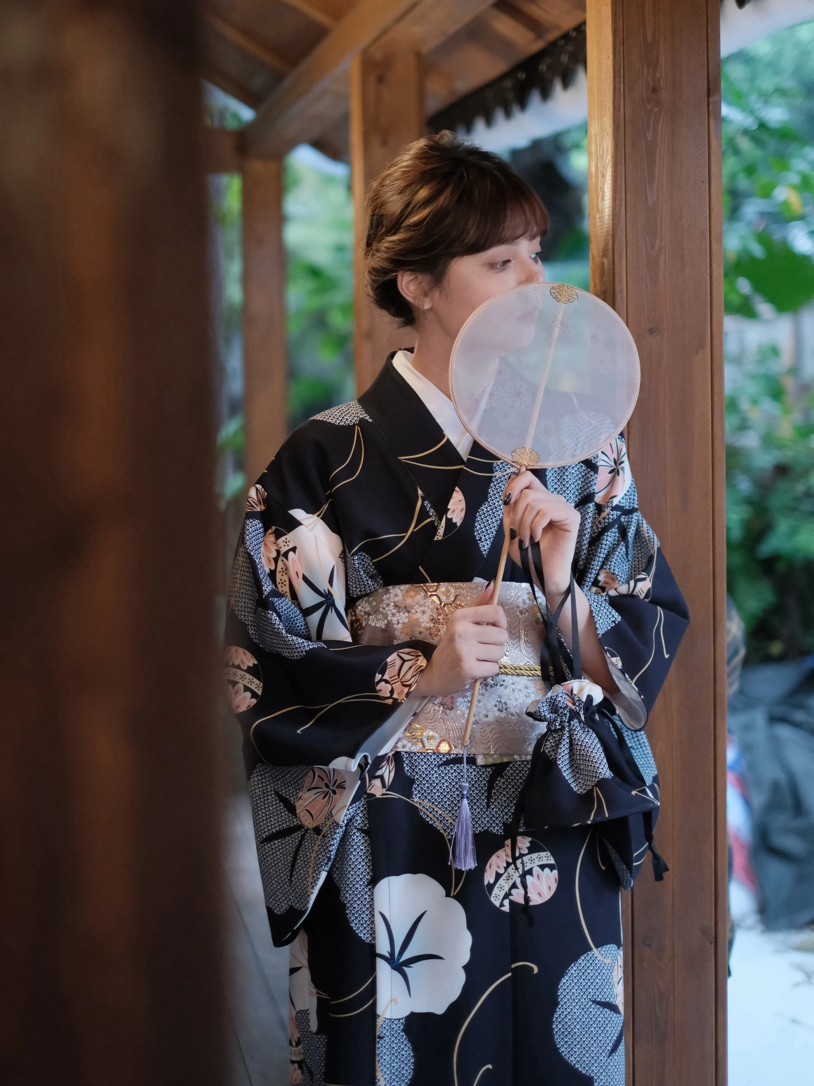 Japanese Women Formal Wear - Women Japanese Kimono Black Color Morning