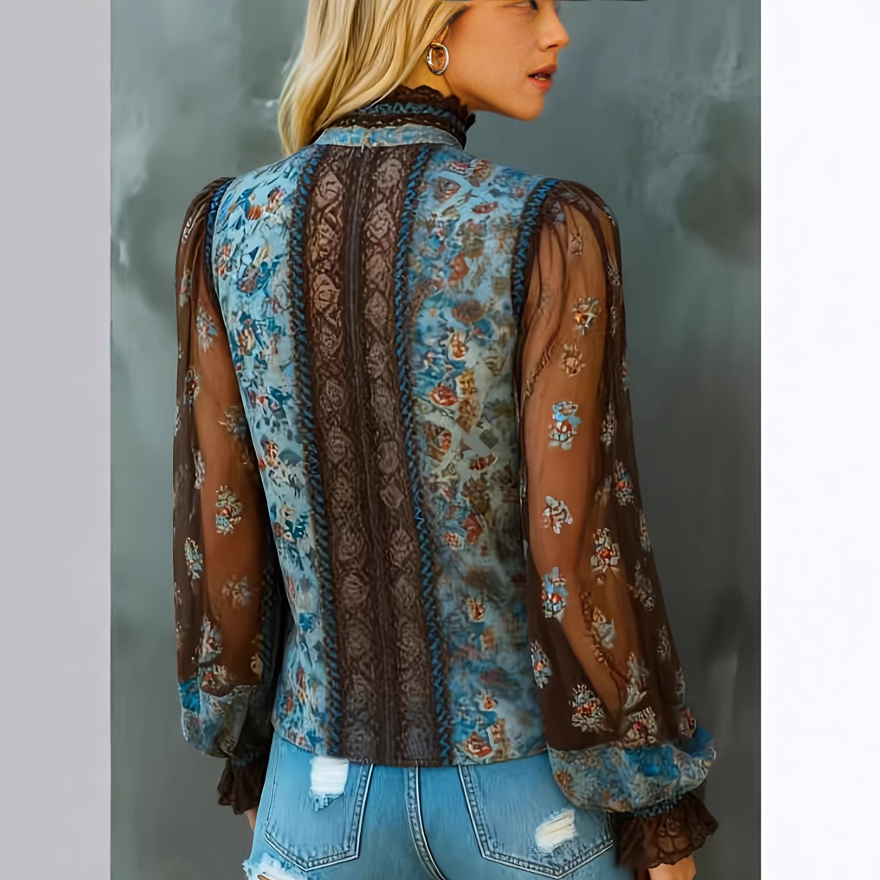 Women's Boho Floral Print Blou - Women'S Formal Wear Blouse のレビューと価格