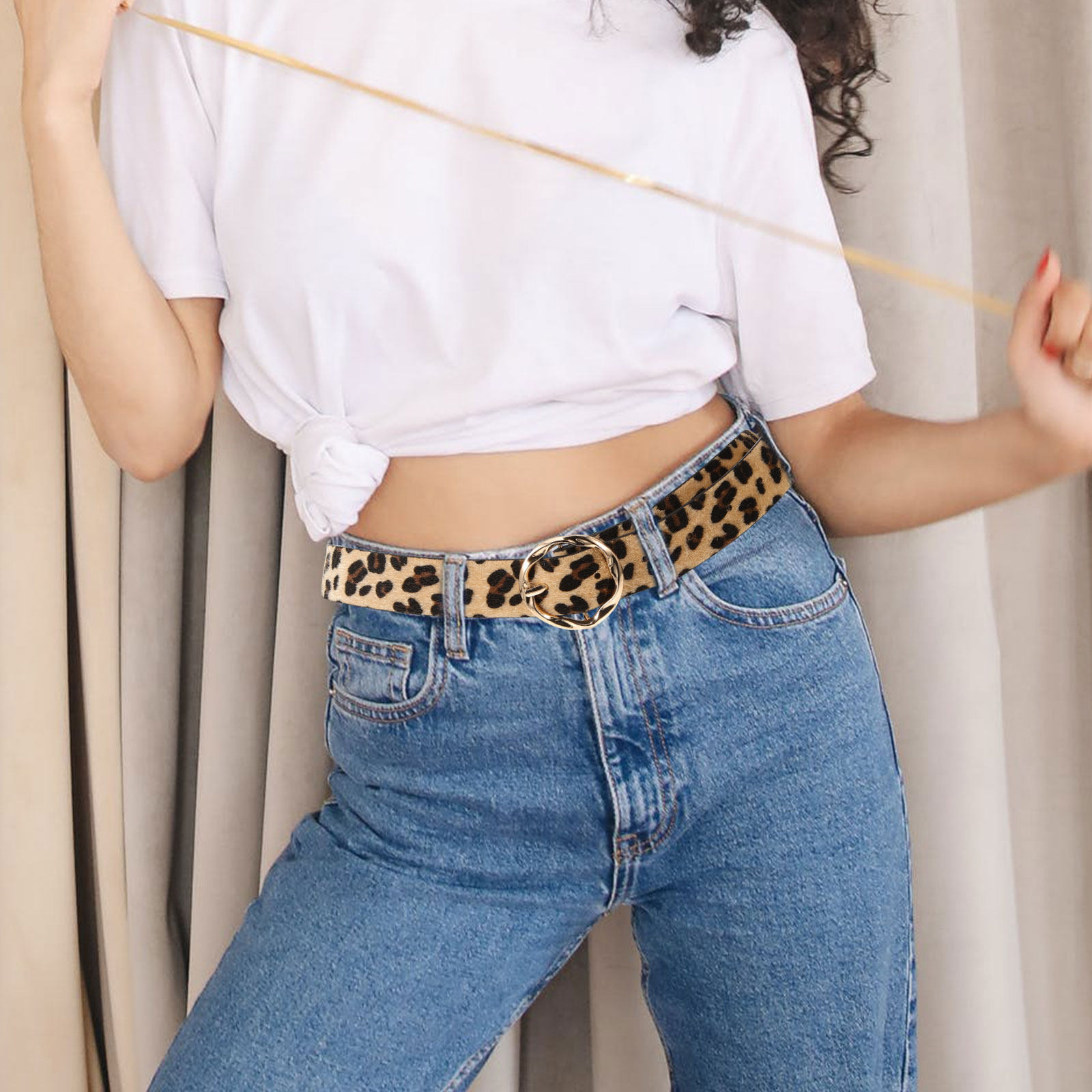 Leopard PU Belt Women Stylish  - Women Formal Wear Belt のレビューと価格
