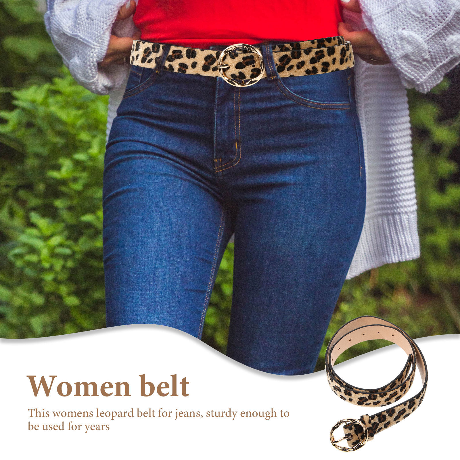 Leopard PU Belt Women Stylish  - Women Formal Wear Belt のレビューと価格