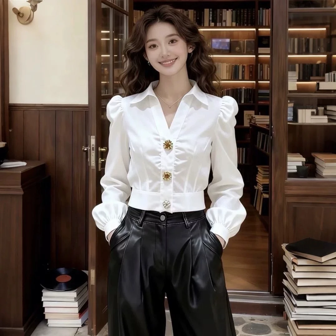 Elegant White Shirt V Neck Blo - Women Formal Wear White Shirt のレビューと価格