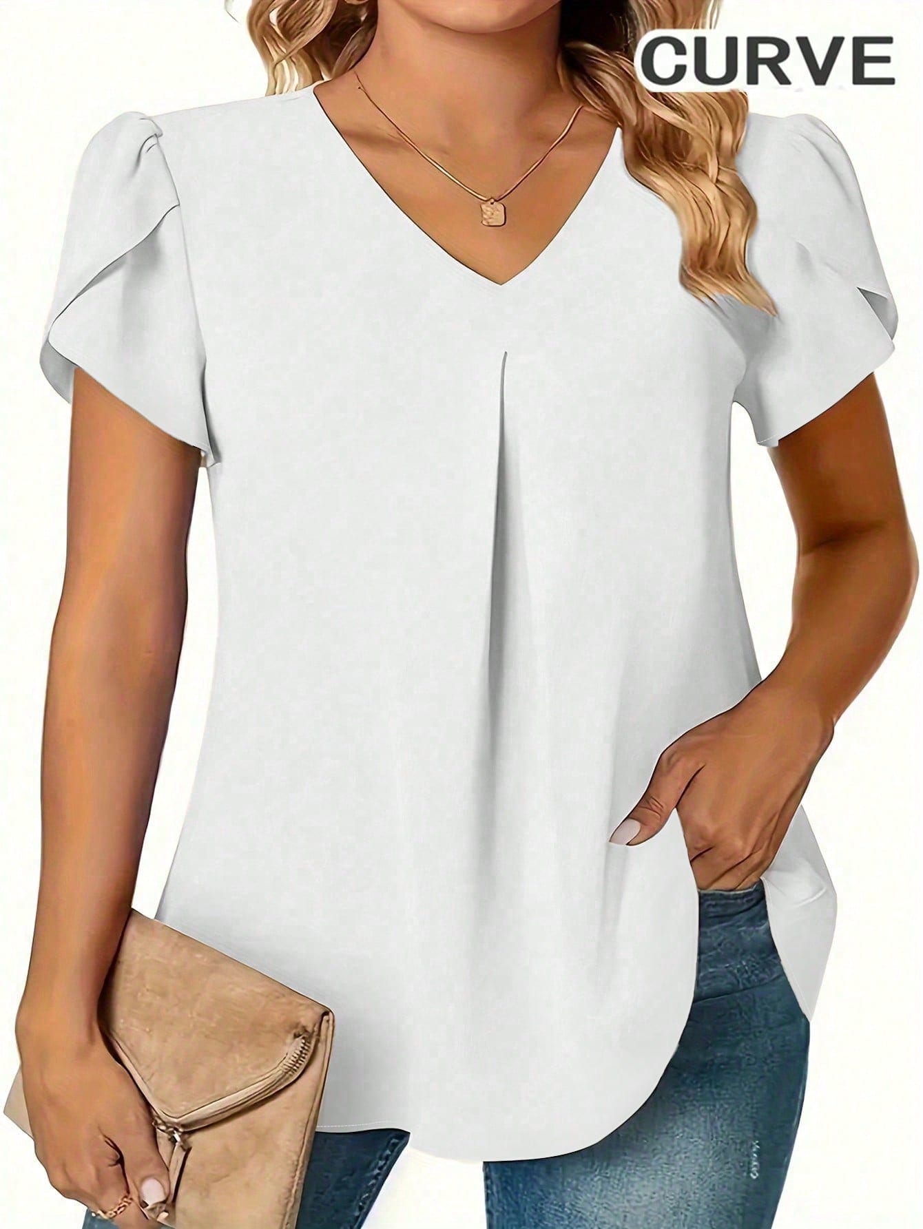 Plus Size 0XL-5XL Women V-neck - Women'S Formal Wear Blouse のレビューと価格