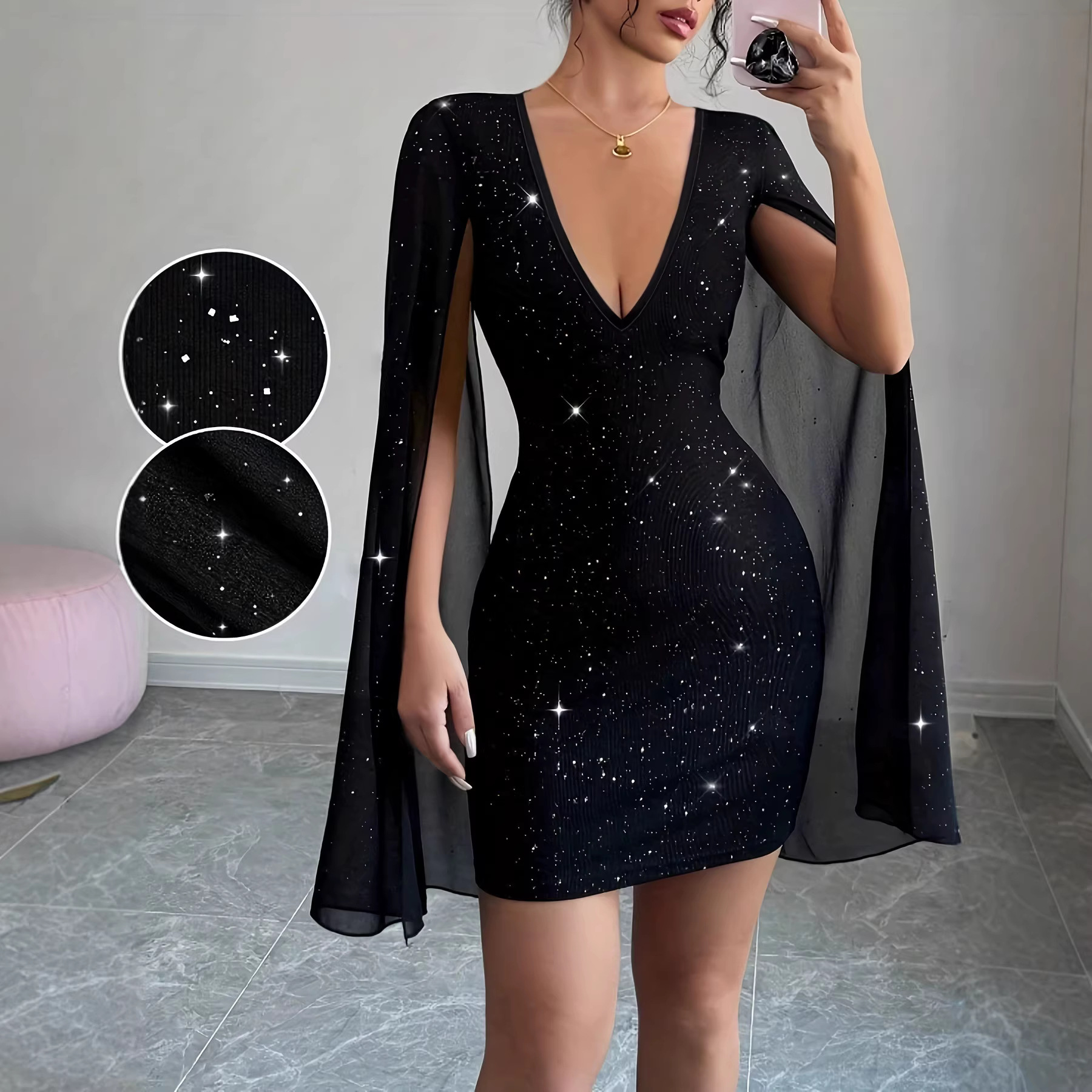 V Neck Bodycon Midi Dress Eleg - Women Formal Wear Outfits のレビューと価格