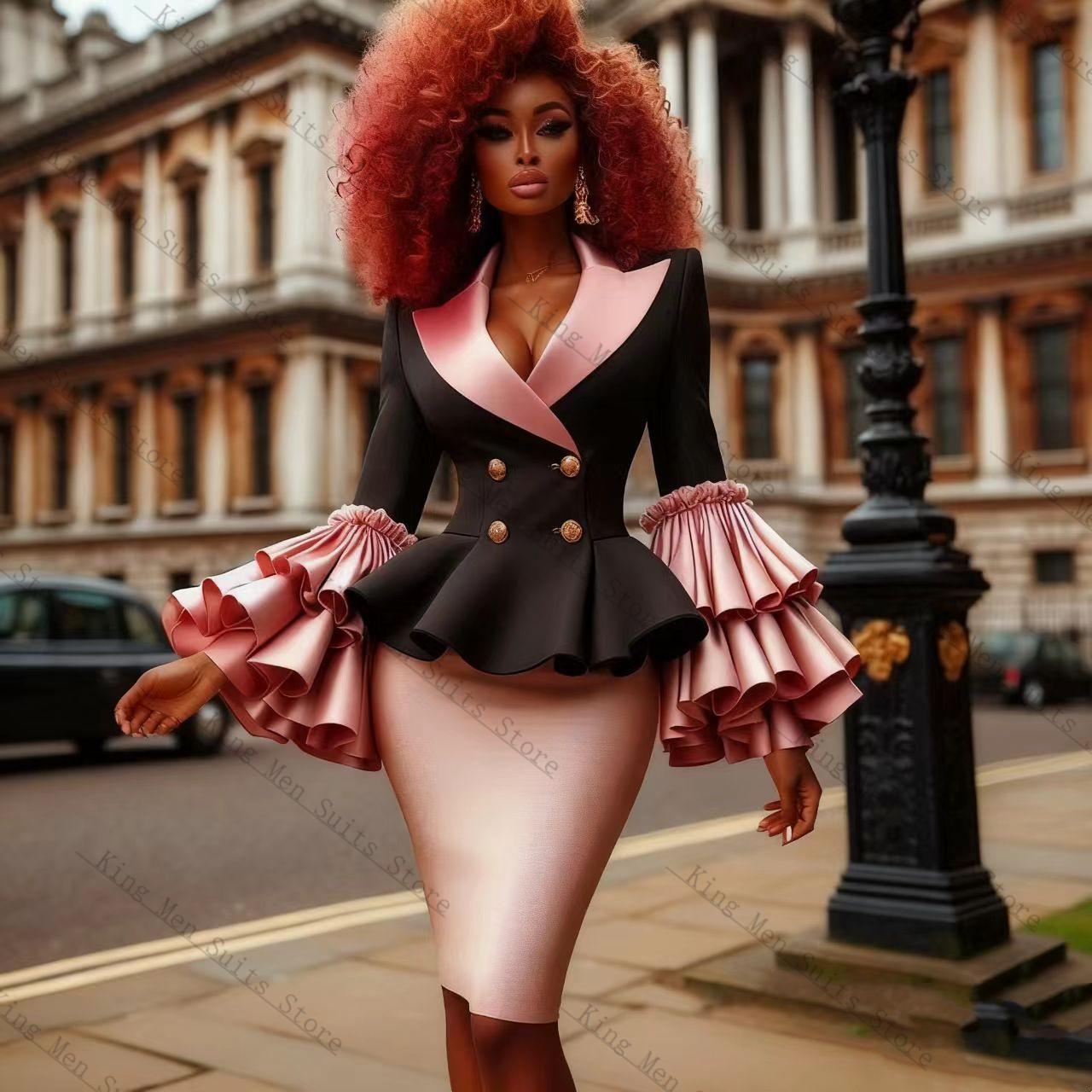 Black Pink Women Suit Set 2 Pc - Women Formal Wear Black のレビューと価格