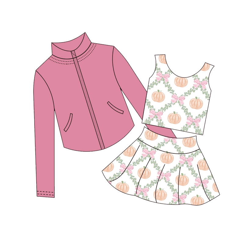 Thanksgiving Pumpkin Print Gir - Monochrome Suit Set のレビューと価格