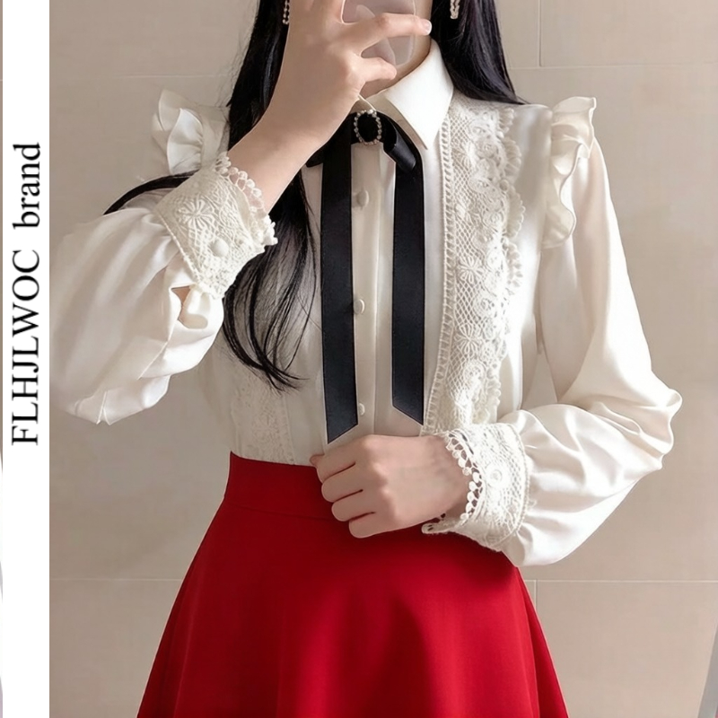 Ruffled Autumn Spring Basic Of - Women Formal Wear White Shirt のレビューと価格