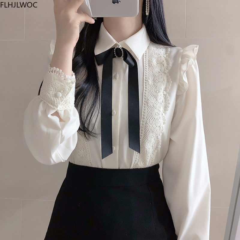 Ruffled Autumn Spring Basic Of - Women Formal Wear White Shirt のレビューと価格