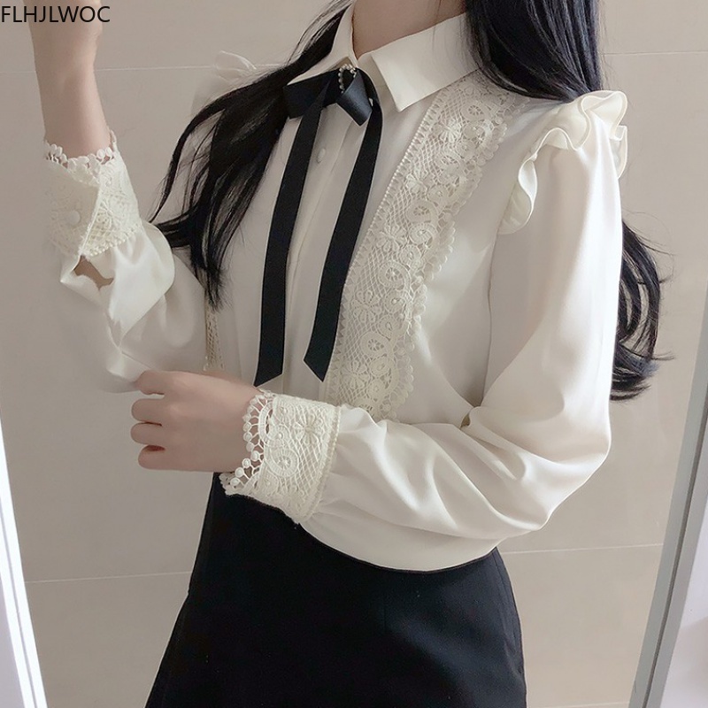 Ruffled Autumn Spring Basic Of - Women Formal Wear White Shirt のレビューと価格