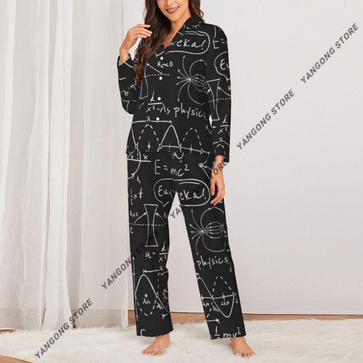 Women Sleepwear Pajamas Scienc - Monochrome Suit Set のレビューと価格