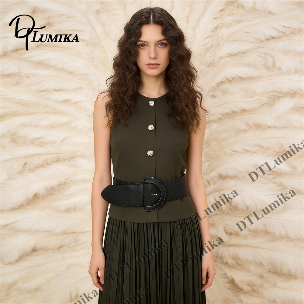 Women’s Olive Green Sleeveless - Women Formal Wear Belt のレビューと価格