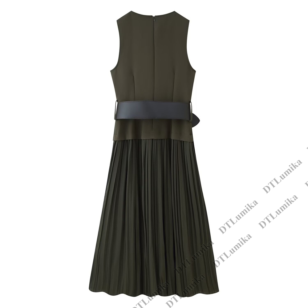 Women’s Olive Green Sleeveless - Women Formal Wear Belt のレビューと価格