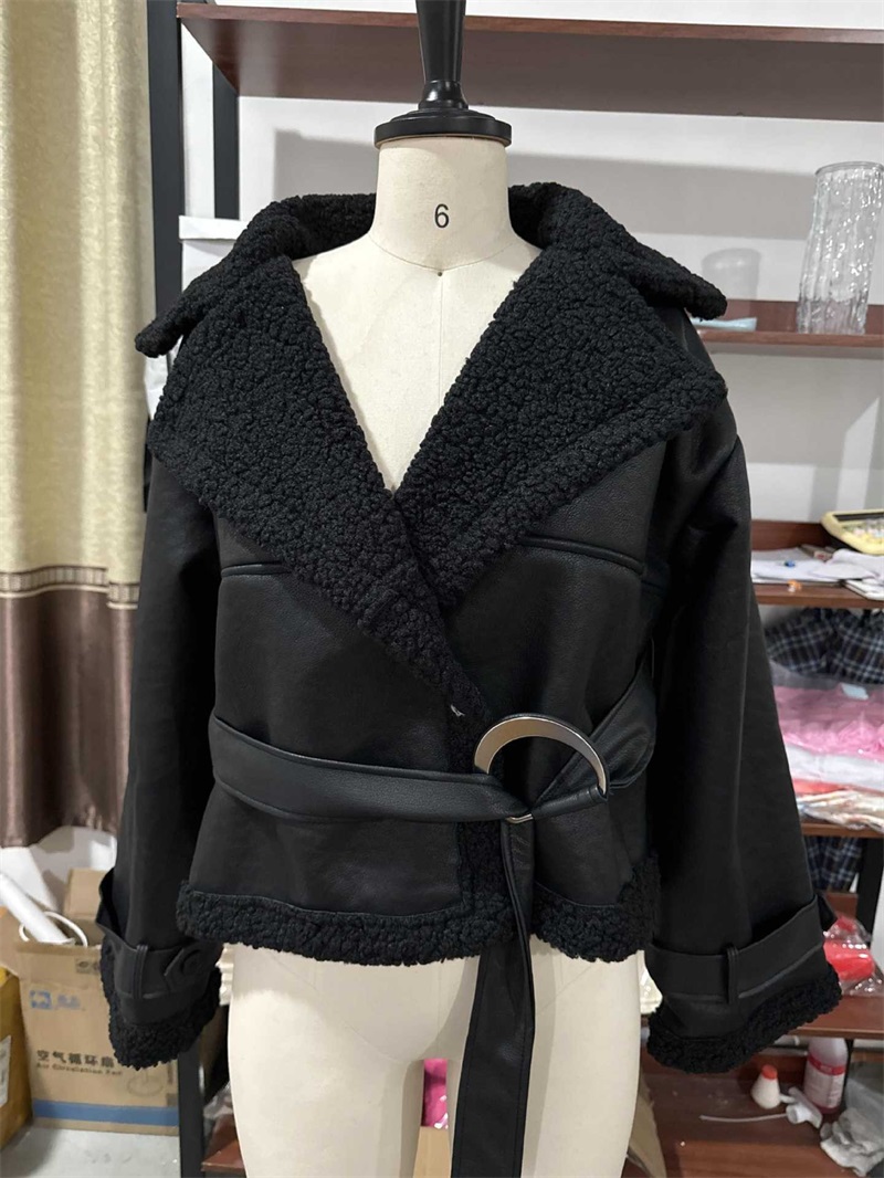 PU Leather Fur Black Women Jac - Women Formal Wear Belt のレビューと価格