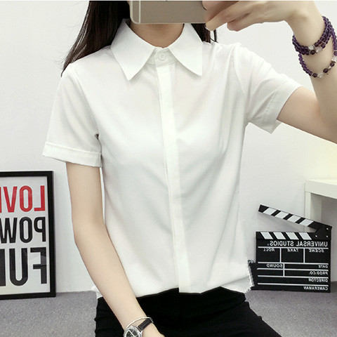 White Loose Short Sleeve Shirt - Women Formal Wear White Shirt のレビューと価格