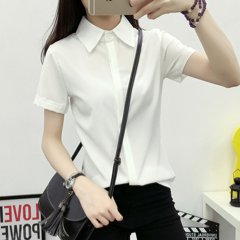 White Loose Short Sleeve Shirt - Women Formal Wear White Shirt のレビューと価格