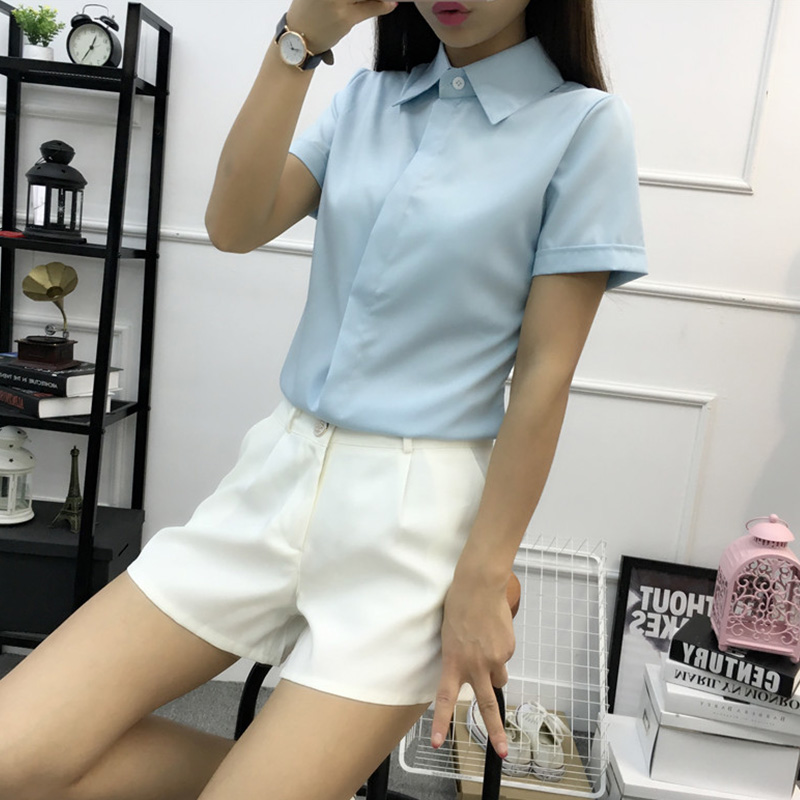 White Loose Short Sleeve Shirt - Women Formal Wear White Shirt のレビューと価格