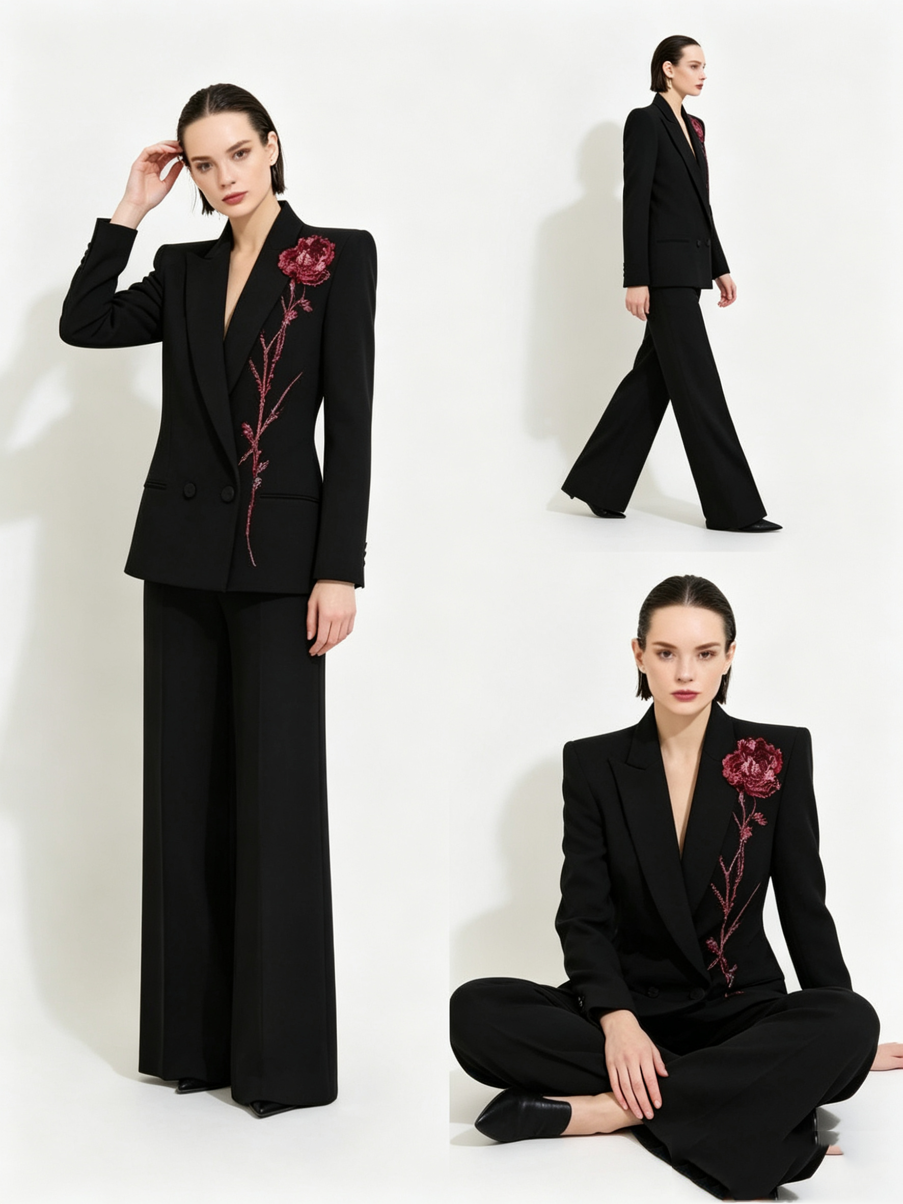 Black Women Suits Set 2 Piece  - Women Formal Wear Black のレビューと価格