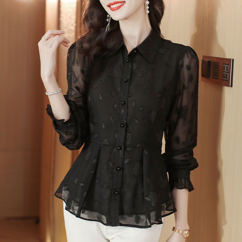 Elegant Floral Long Sleeve Chi - Women'S Formal Wear Blouse のレビューと価格