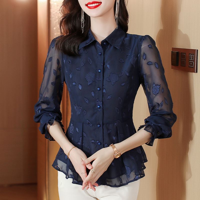 Elegant Floral Long Sleeve Chi - Women'S Formal Wear Blouse のレビューと価格