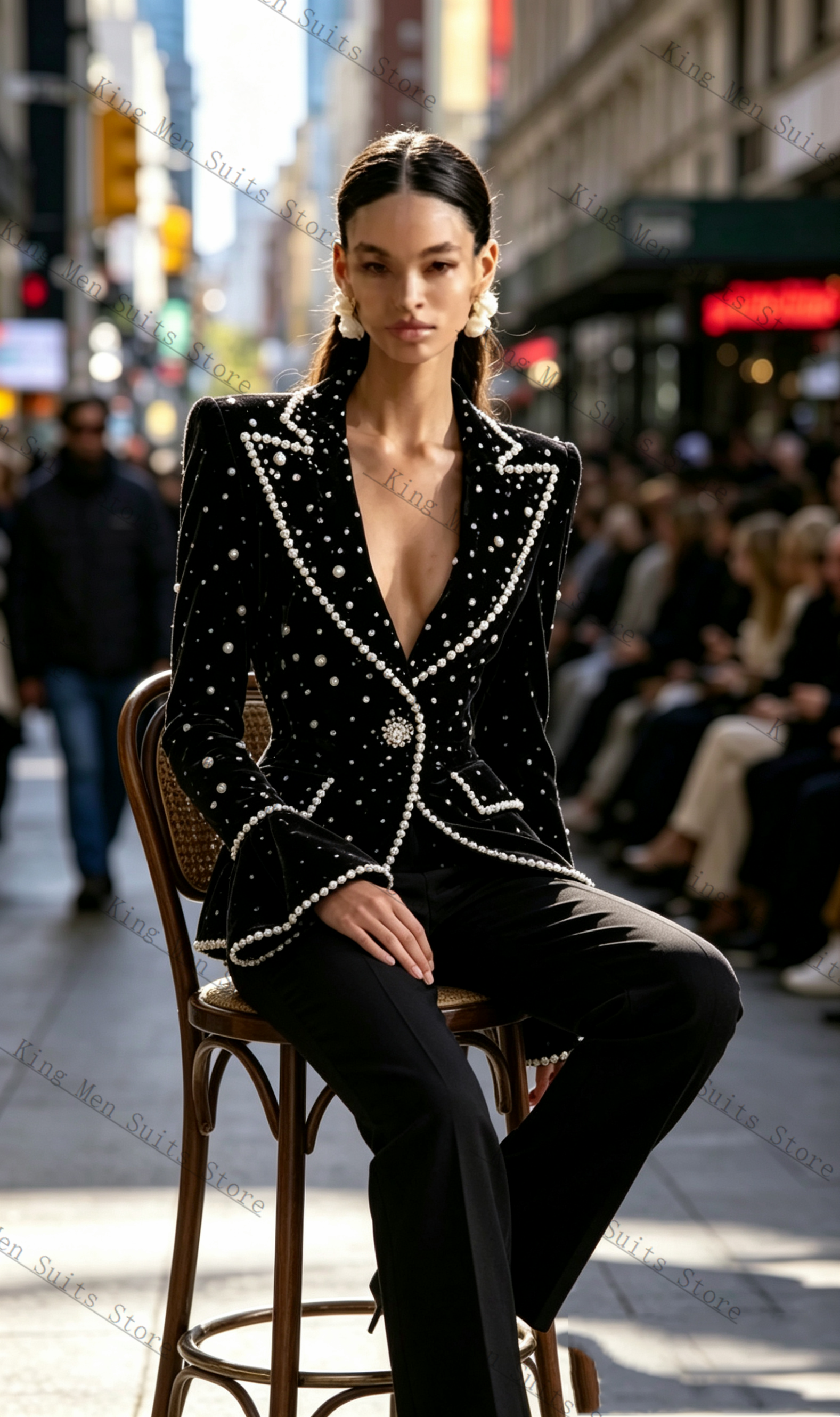 Pearls Black Formal Women Suit - Women Formal Wear Black のレビューと価格