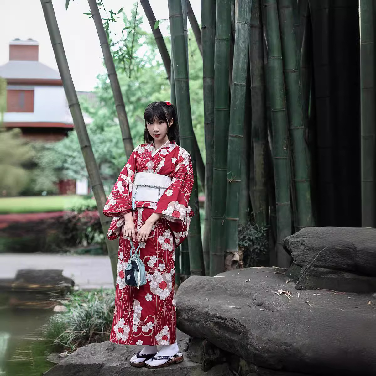 Red Japanese Yukata Kimono Fem - Japanese Women Formal Wear のレビューと価格