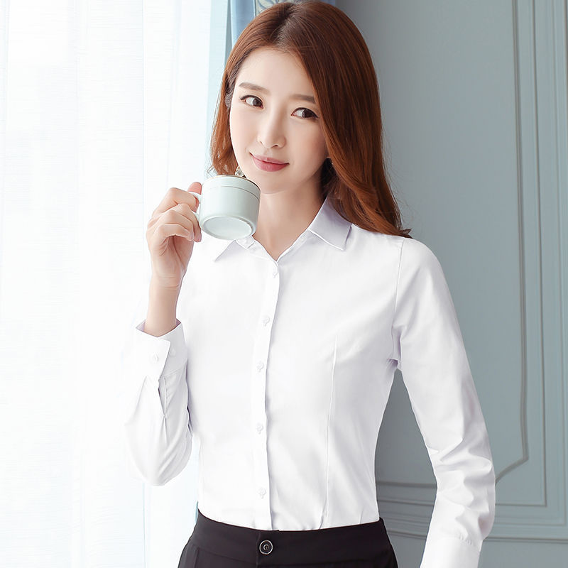 Korean Slim Black White Blouse - Women Formal Wear Black のレビューと価格