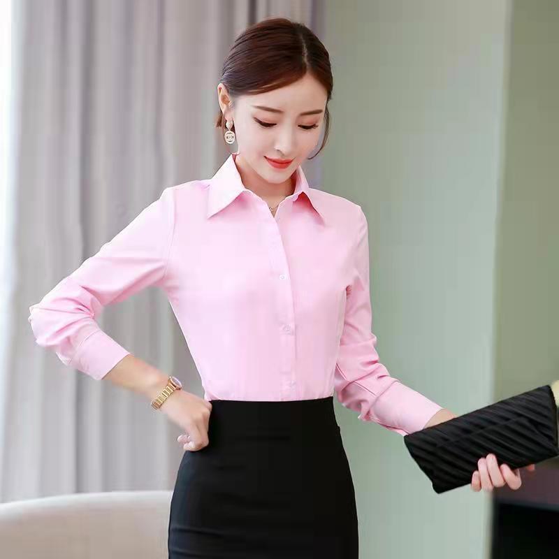Korean Slim Black White Blouse - Women Formal Wear Black のレビューと価格