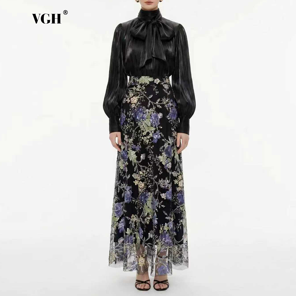 VGH Elegant Chic Black Floral  - Women'S Formal Wear Blouse のレビューと価格