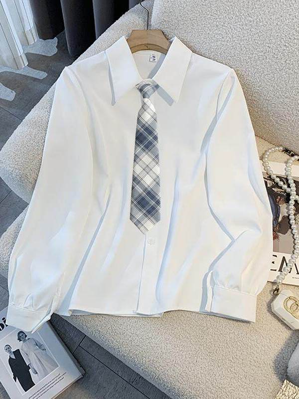 White Loose Long Sleeve Shirt  - Women Formal Wear White Shirt のレビューと価格