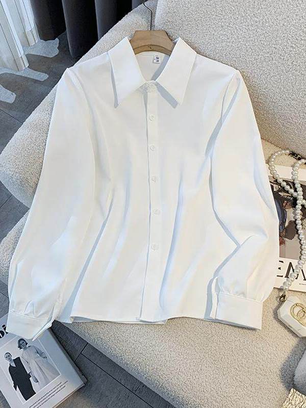 White Loose Long Sleeve Shirt  - Women Formal Wear White Shirt のレビューと価格