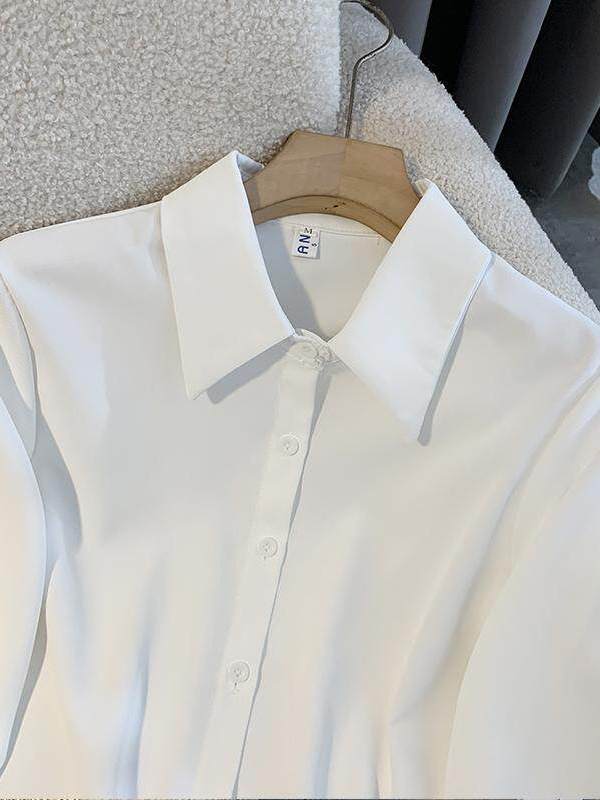 White Loose Long Sleeve Shirt  - Women Formal Wear White Shirt のレビューと価格