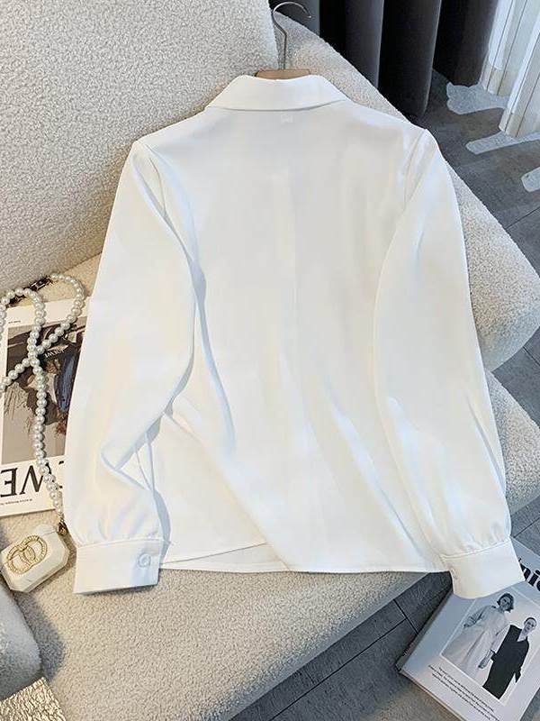White Loose Long Sleeve Shirt  - Women Formal Wear White Shirt のレビューと価格