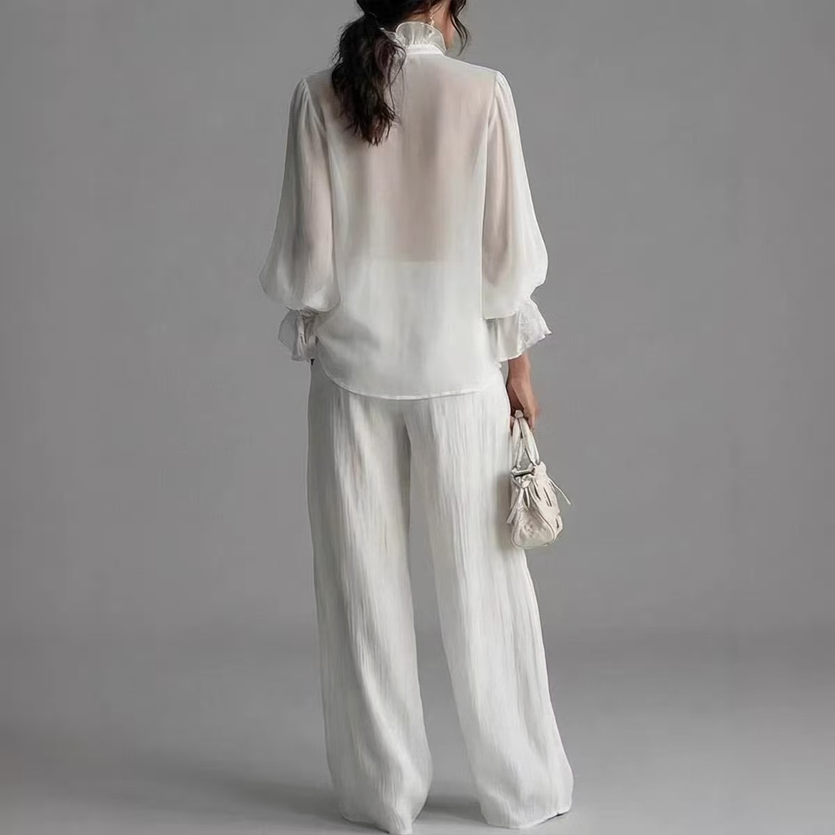 Woman Solid Ruffles Pants Set  - Women'S Formal Wear Blouse のレビューと価格