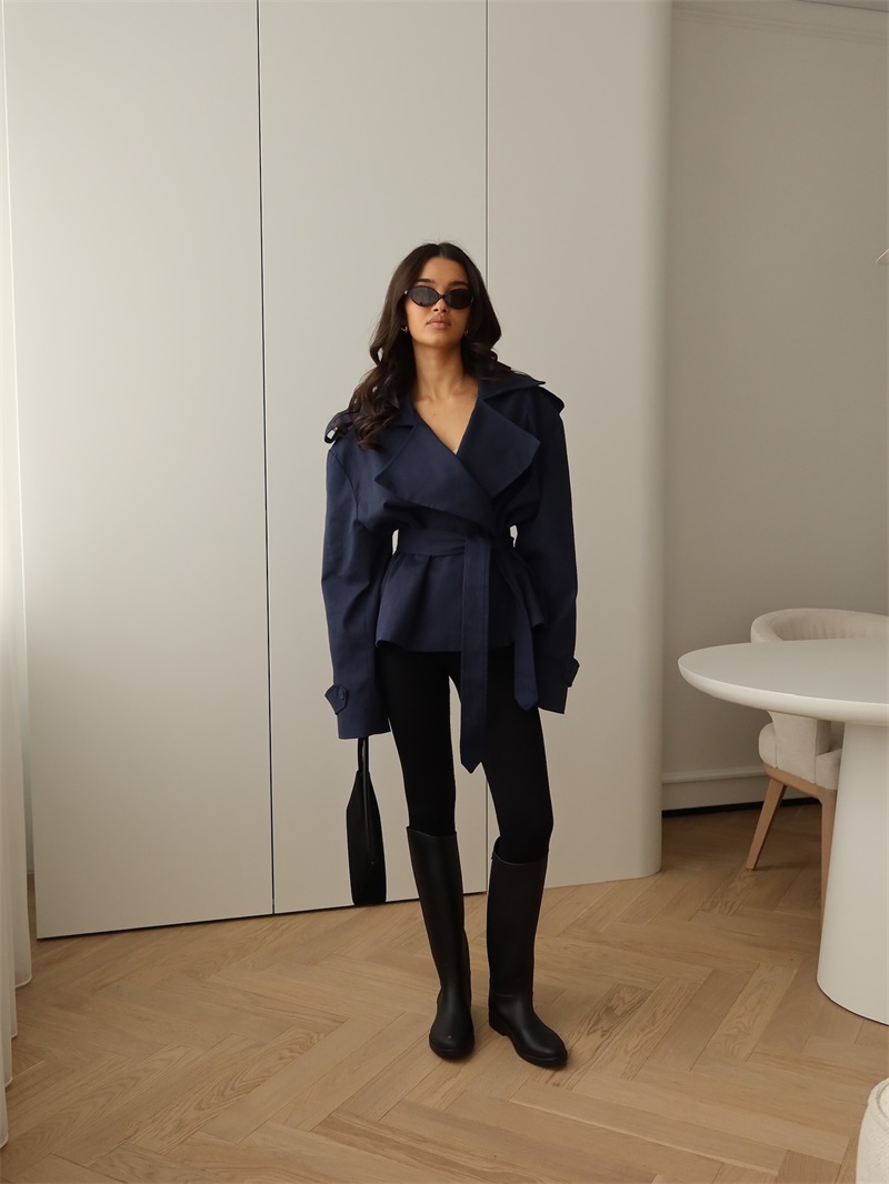 Autumn Navy Blue Women Suit 1  - Women Formal Wear Belt のレビューと価格