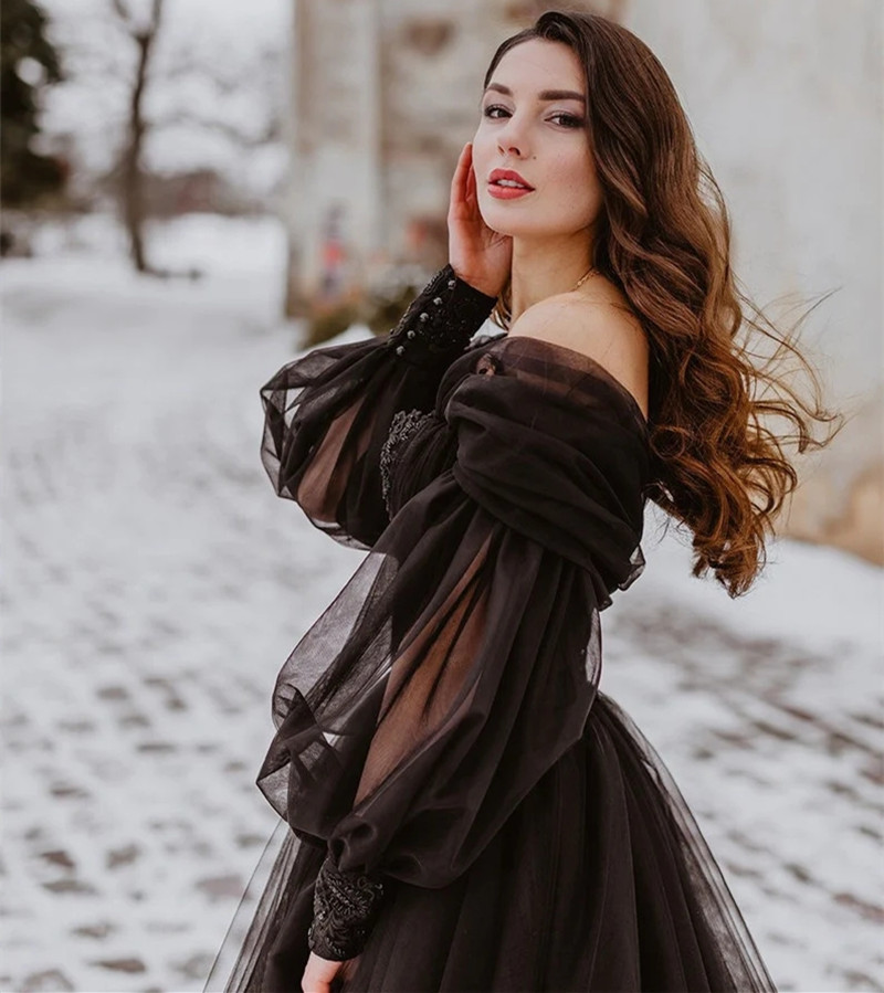 Customized Gothic Black Weddin - Women'S Gothic Formal Wear のレビューと価格
