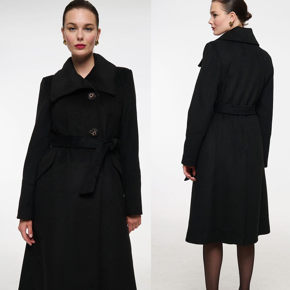 Vintage Black Stand Collar Wom - Women Formal Wear Belt のレビューと価格