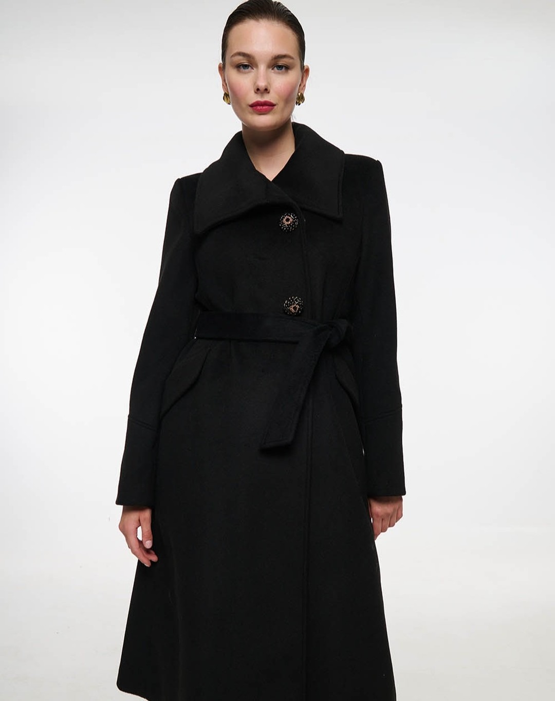 Vintage Black Stand Collar Wom - Women Formal Wear Belt のレビューと価格