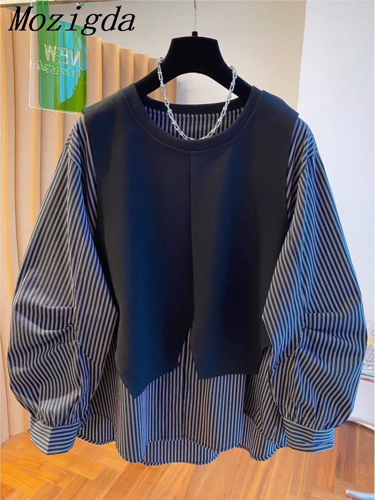 Autumn Patchwork Fake Two Piec - Women'S Formal Wear Blouse のレビューと価格