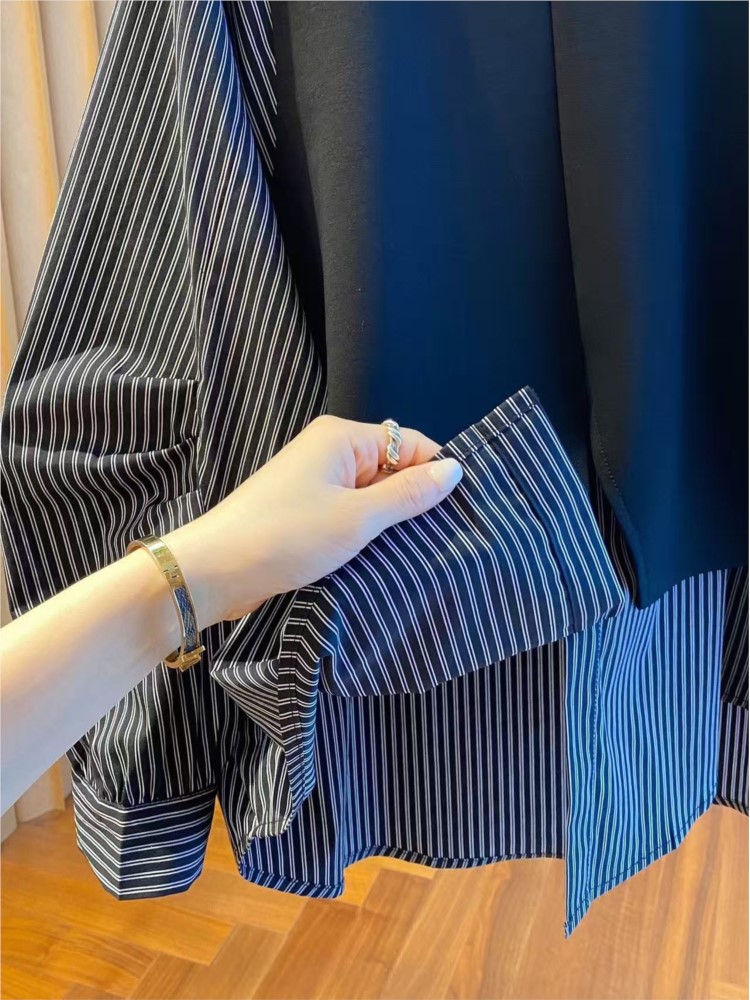 Autumn Patchwork Fake Two Piec - Women'S Formal Wear Blouse のレビューと価格