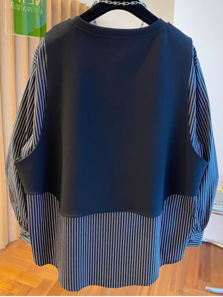 Autumn Patchwork Fake Two Piec - Women'S Formal Wear Blouse のレビューと価格