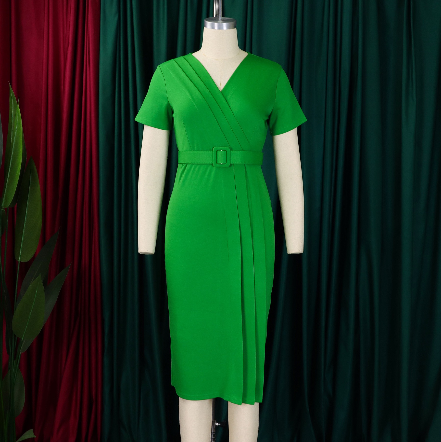 Elegant Office Dresses for Wom - Women Formal Wear Belt のレビューと価格
