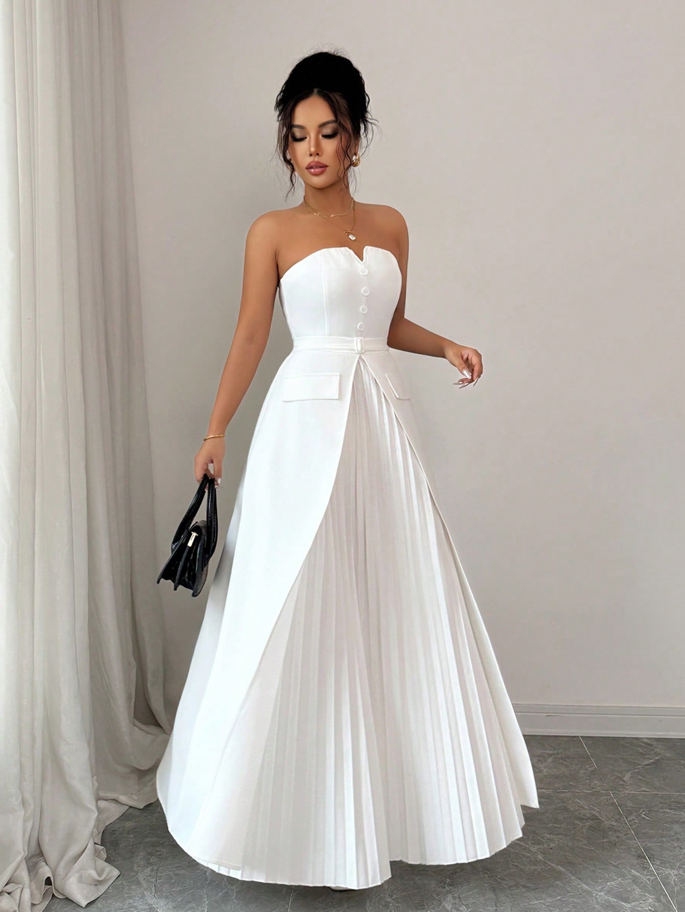 Women's White Strapless Maxi D - Women Formal Wear Belt のレビューと価格