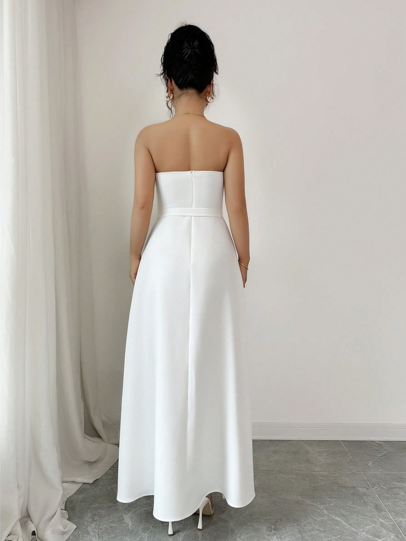 Women's White Strapless Maxi D - Women Formal Wear Belt のレビューと価格